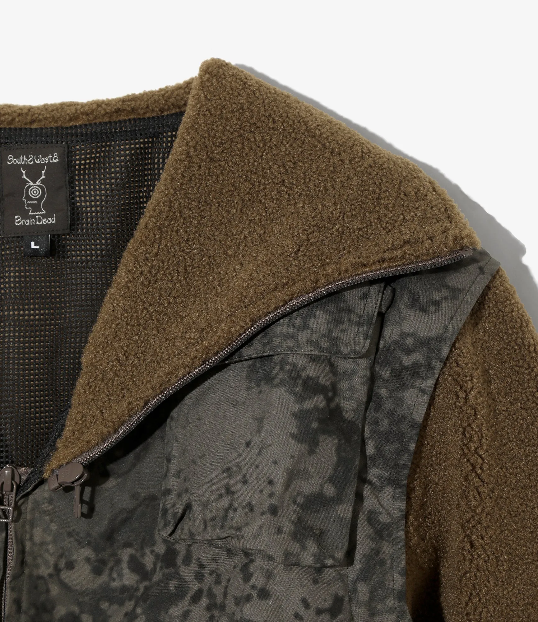 S2W8 x Brain Dead - Fleece Sleeve Tenkara Short Jacket - Grey sold by South2West8 product image thumbnail 3