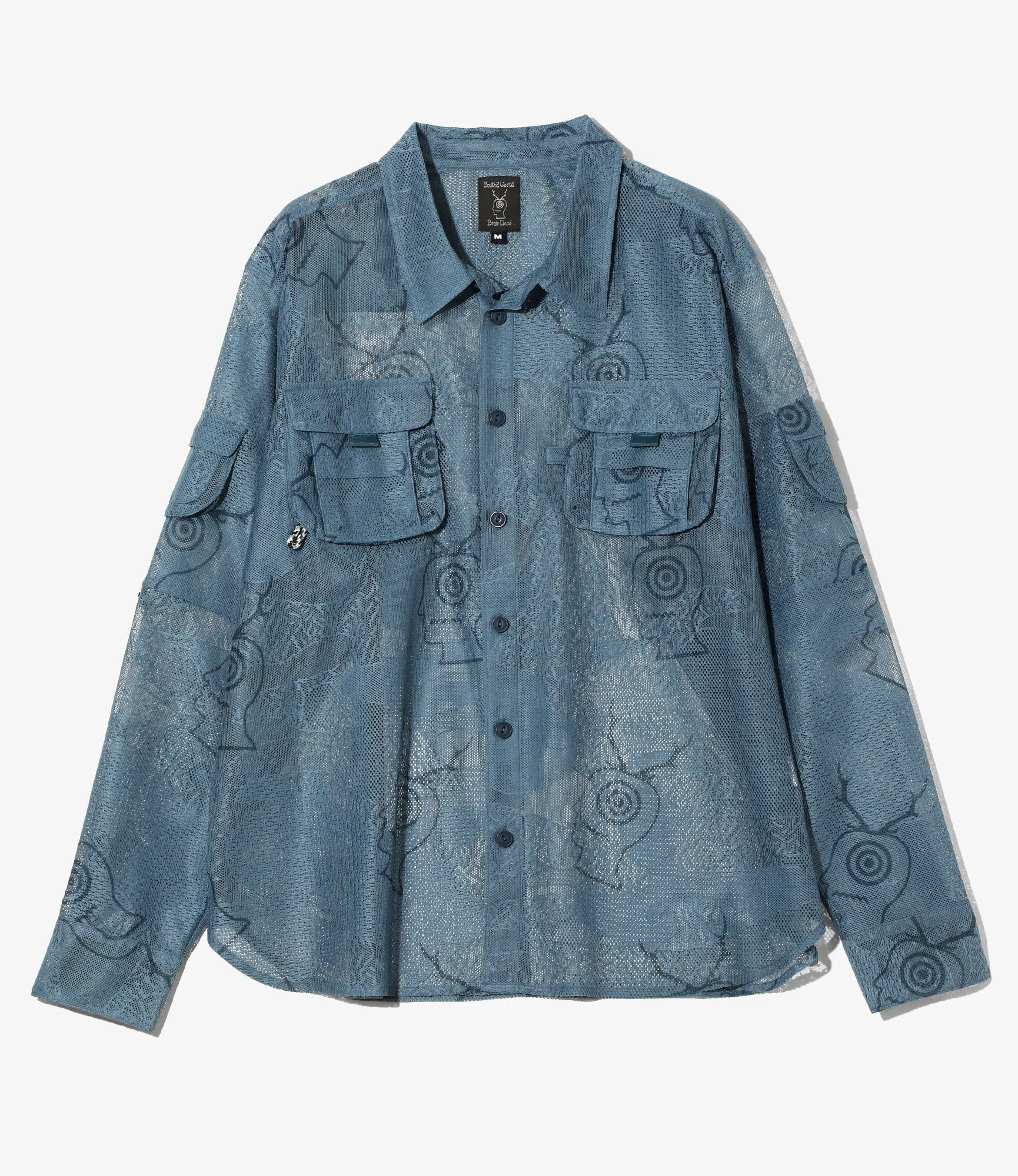 S2W8 x Brain Dead - Engineered Mesh Fishing Button Up Shirt - Slate sold by South2West8