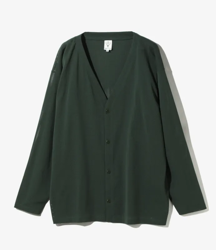 V-Neck Cardigan - Dk. Green - Knit Mesh sold by South2West8