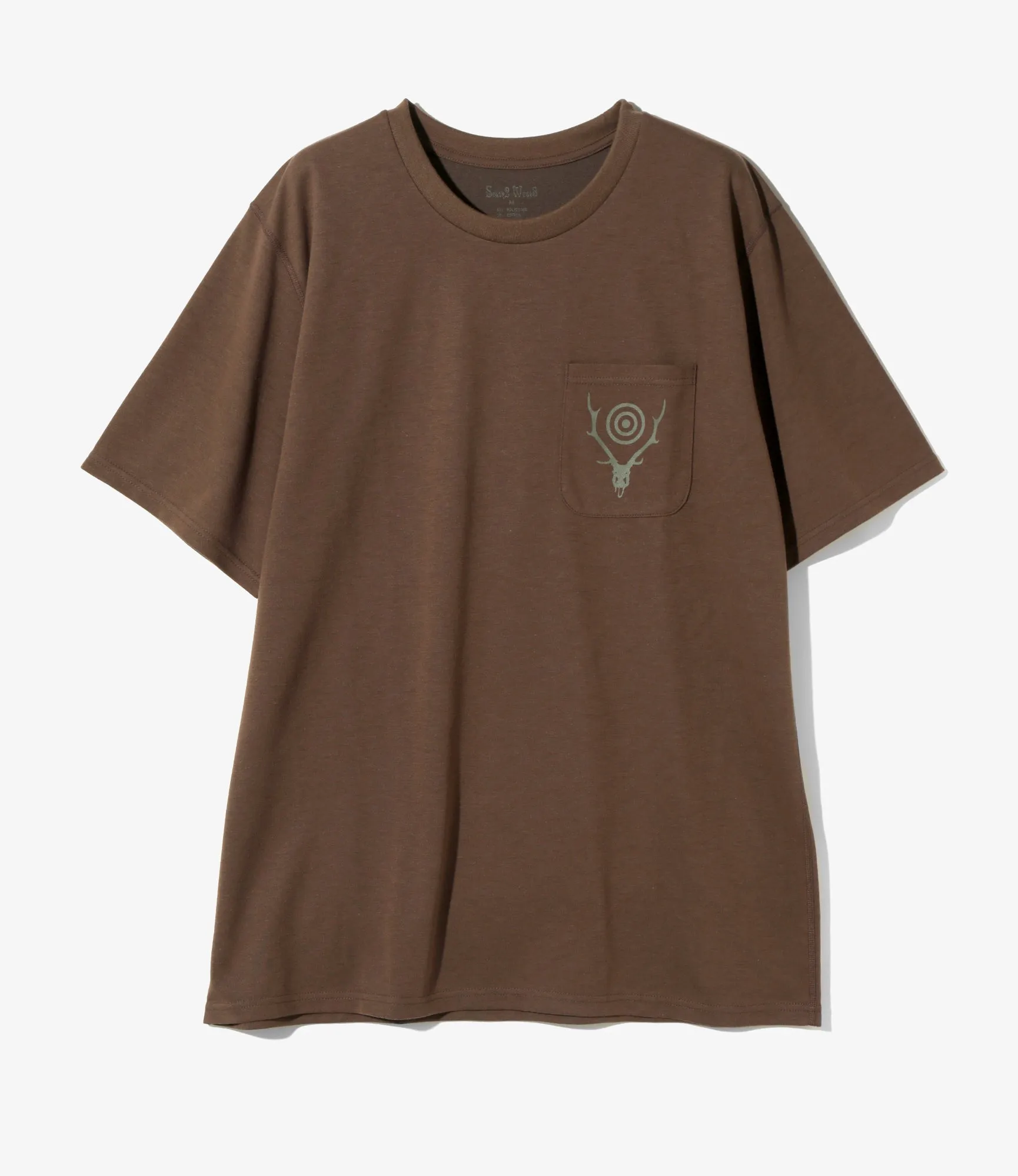 S/S Round Pocket Tee - Brown - Circle Horn sold by South2West8