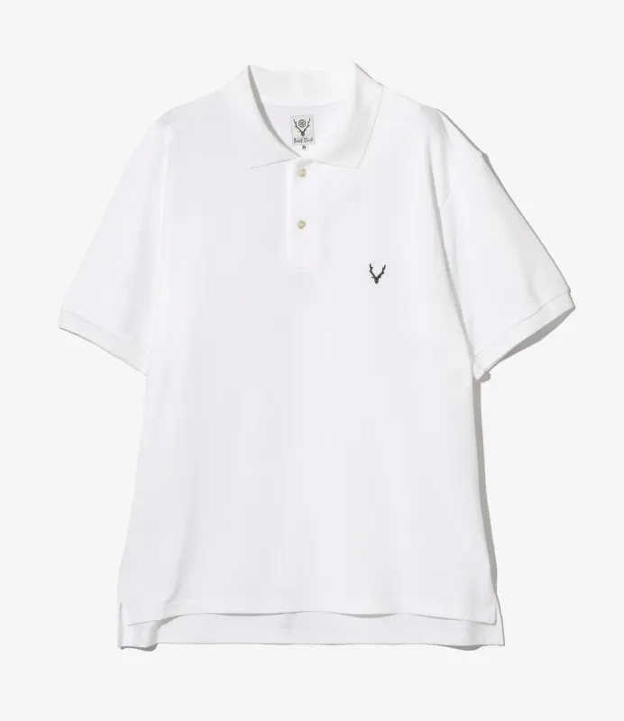 S/S Polo Shirt - White - Cotton Pique sold by South2West8