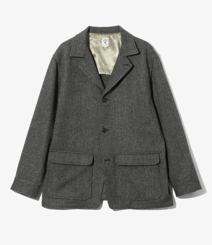 Pen Jacket - Grey - Wool Nep Tweed sold by South2West8