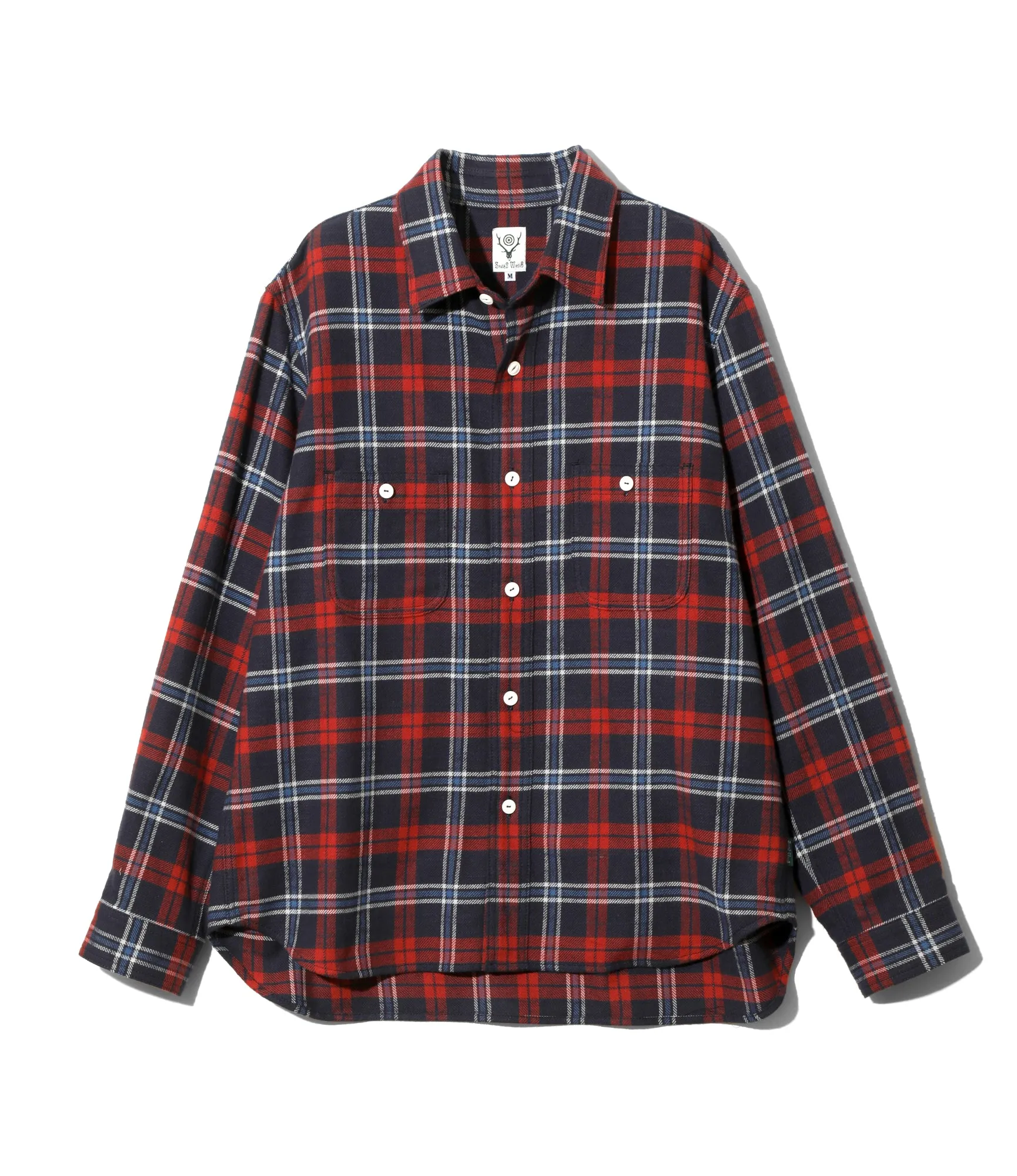 Work Shirt - Navy - Cotton Brushed Plaid sold by South2West8