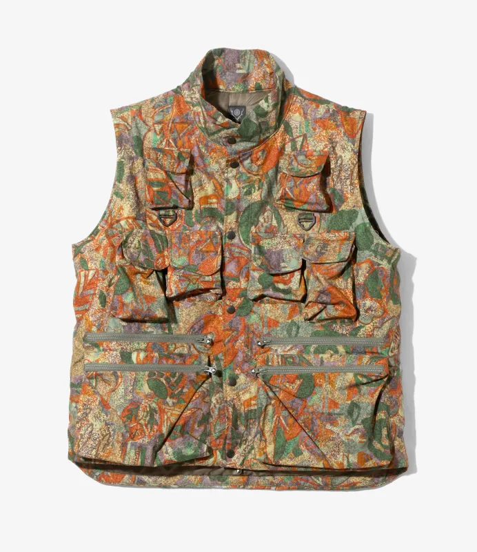 Multi-Pocket Zipped Padding Vest - EZO Forest - Cotton Ripstop / Printed sold by South2West8
