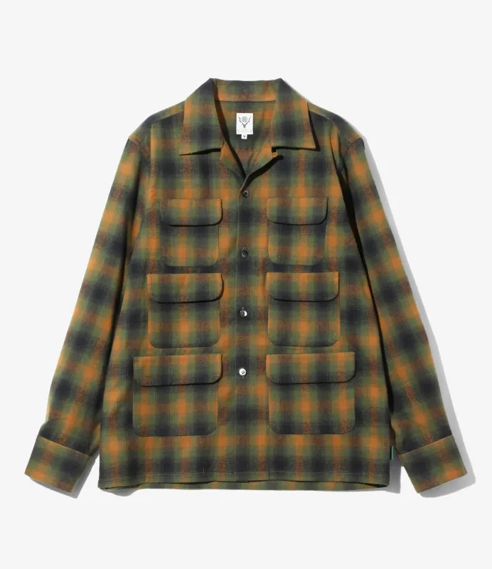 6 Pocket Shirt - Green - Cotton Plaid sold by South2West8