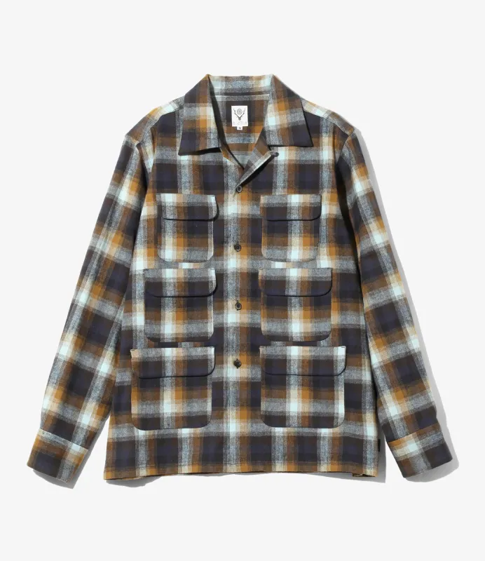 6 Pocket Shirt - Blue - Cotton Plaid sold by South2West8