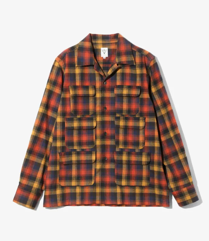 6 Pocket Shirt - Red - Cotton Plaid sold by South2West8