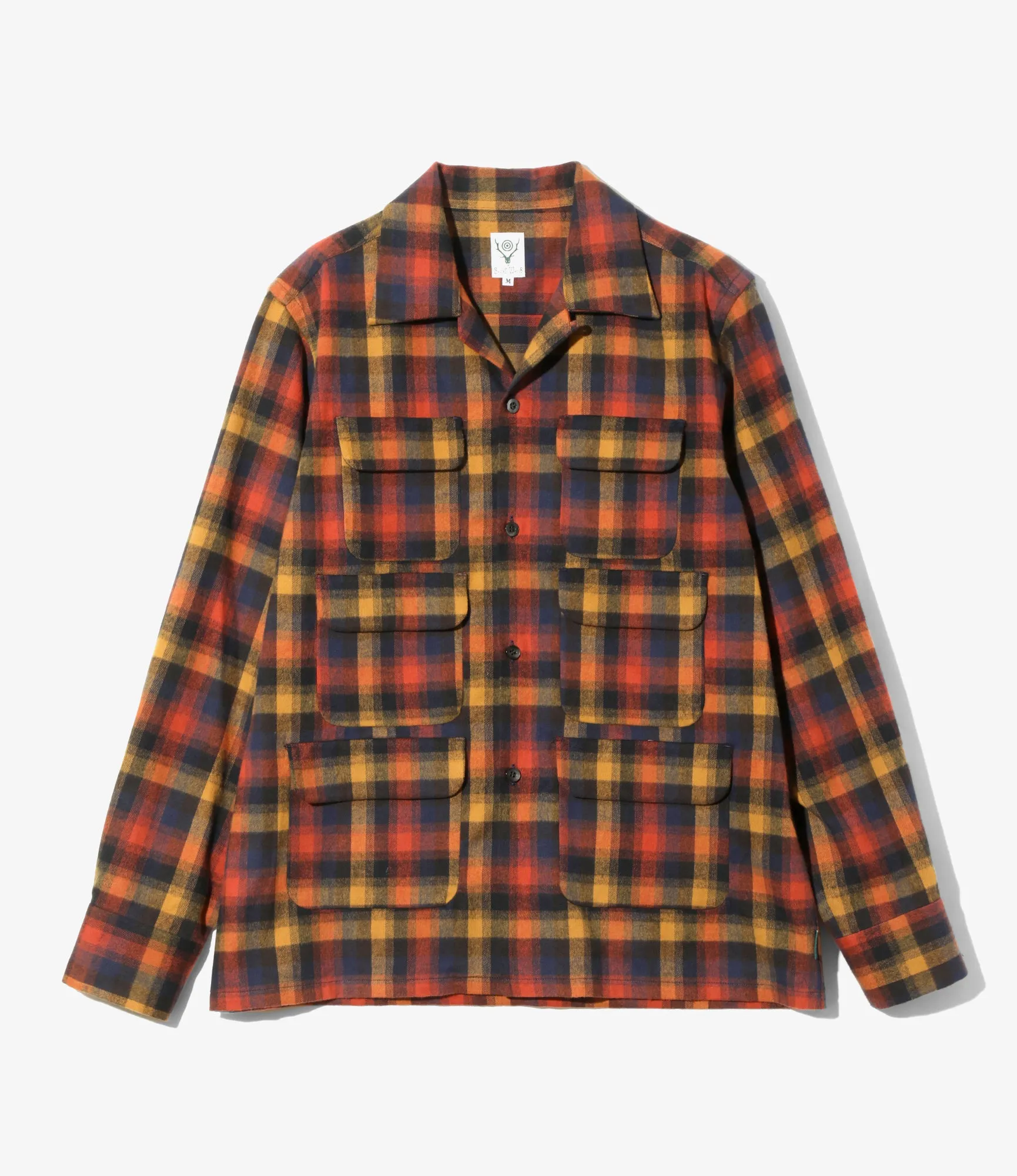 6 Pocket Shirt - Red - Cotton Plaid sold by South2West8