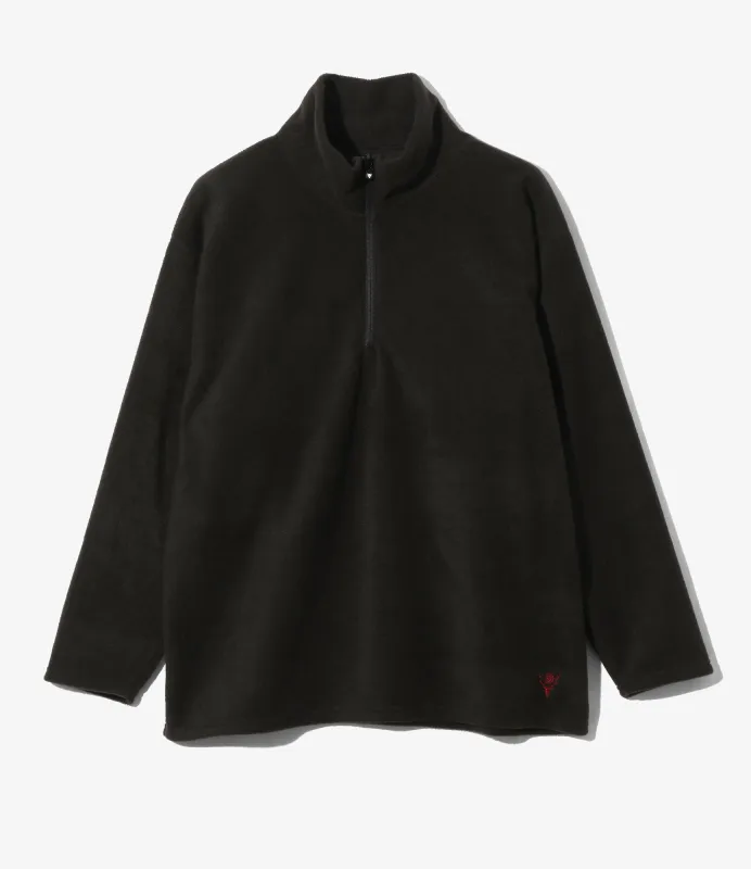 Half Zipped Shirt - Black - Poly Fleece sold by South2West8