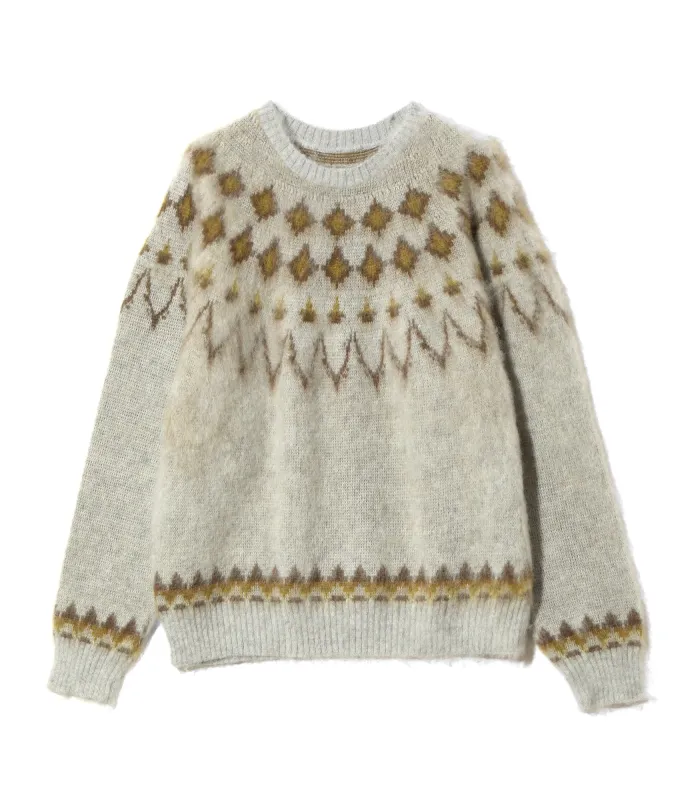 Mohair Crew Neck Sweater - Ice Grey - Nordic Skull sold by South2West8