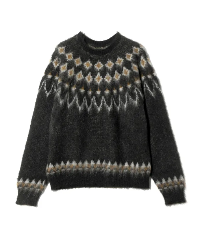 Mohair Crew Neck Sweater - Black - Nordic Skull sold by South2West8