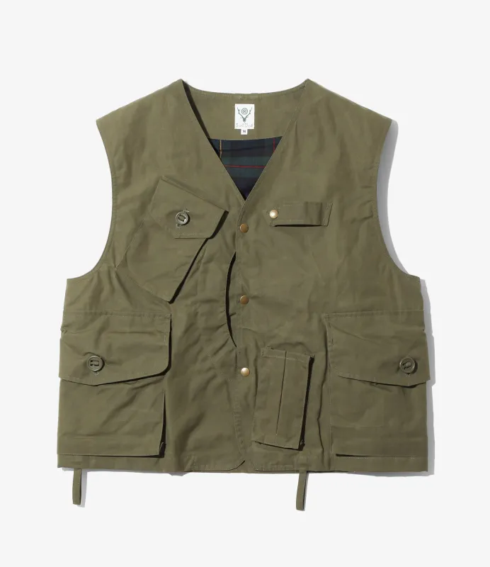 Tenkara Vest - Olive - Waxed Cotton sold by South2West8