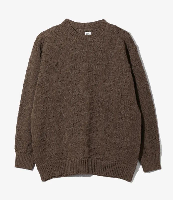 Crew Neck Sweater - Brown - Native Pattern made by South2West8