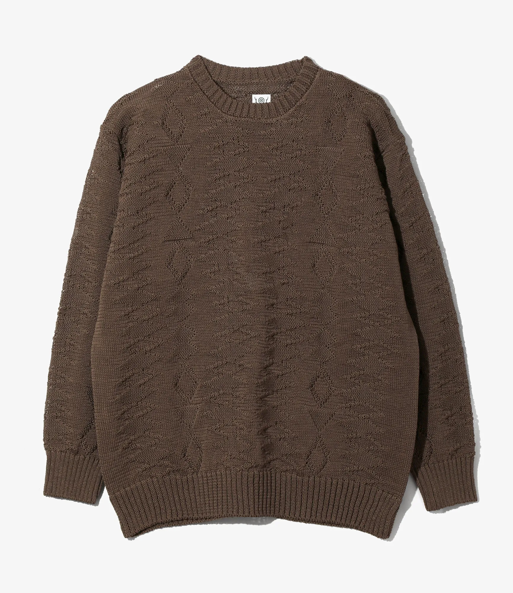 Crew Neck Sweater - Brown - Native Pattern sold by South2West8