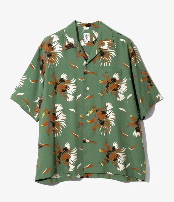S/S Open Collar Shirt - Green - Eagle sold by South2West8