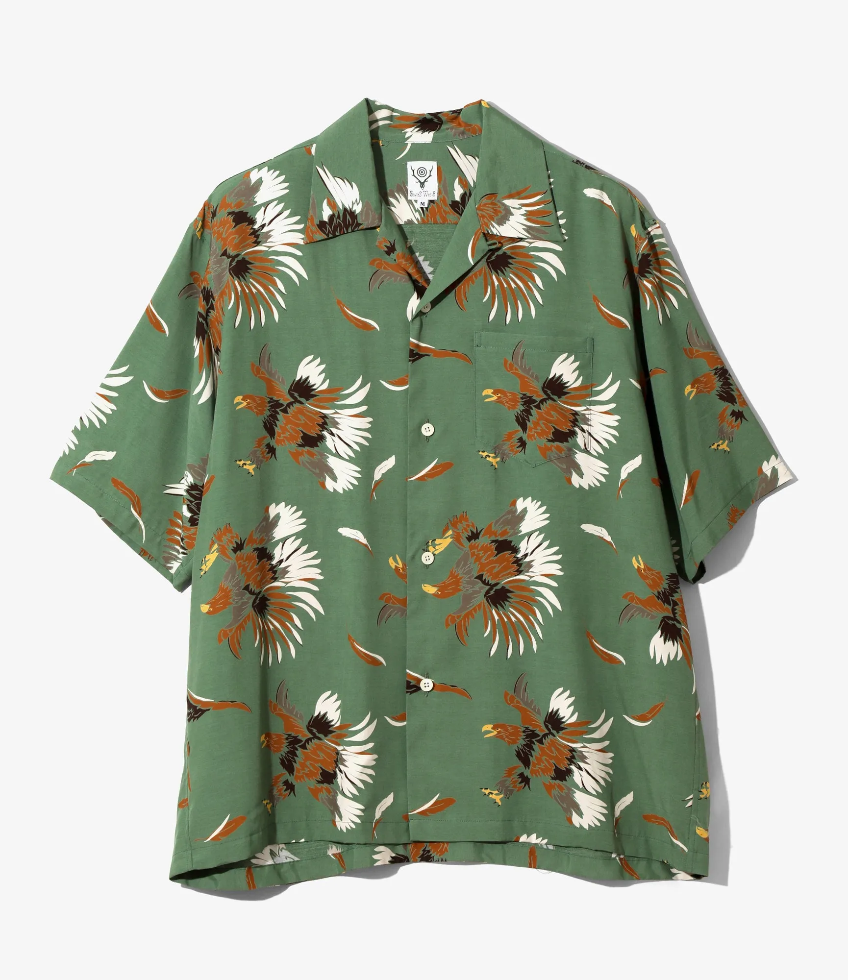 S/S Open Collar Shirt - Green - Eagle sold by South2West8