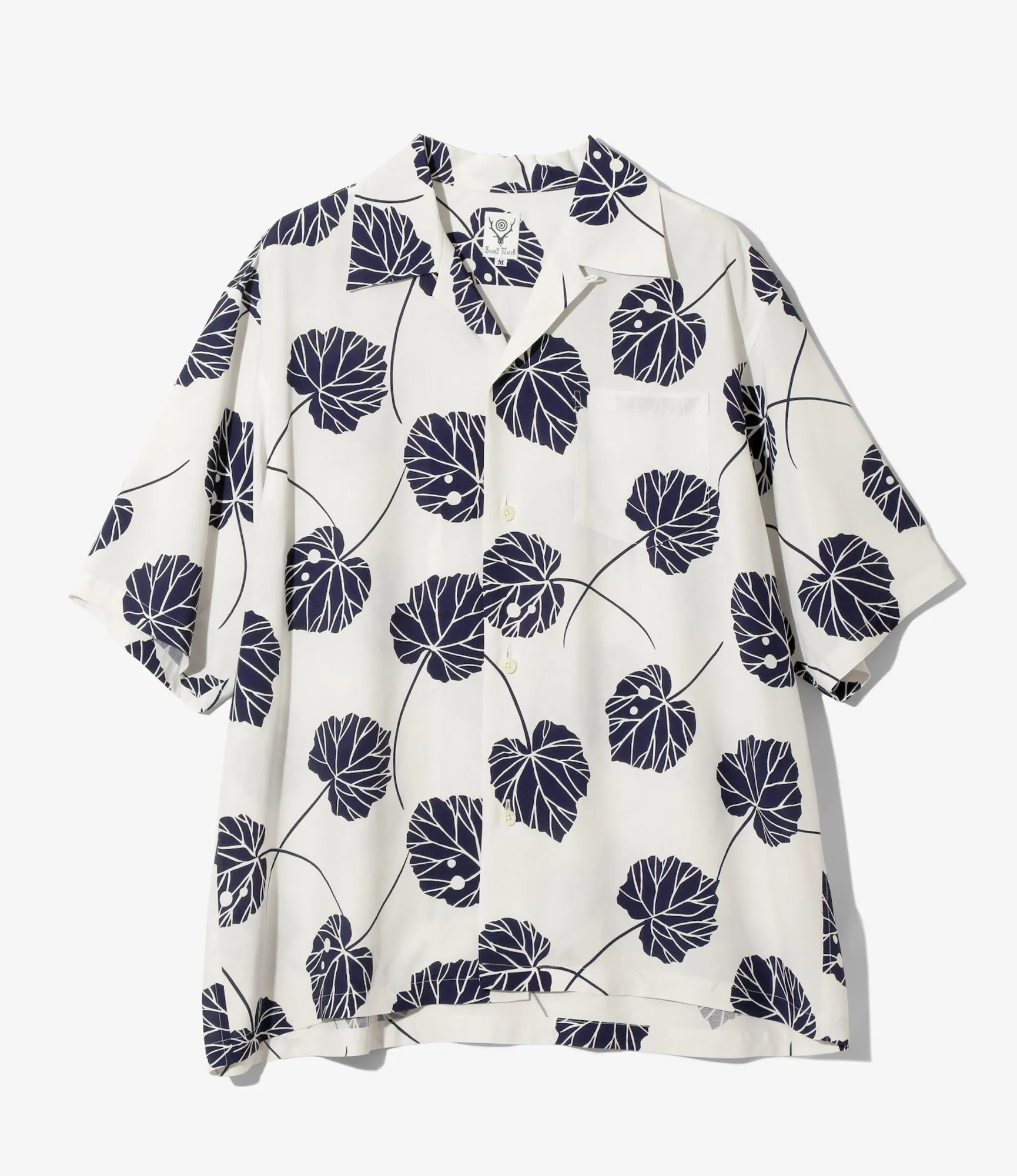 S/S Open Collar Shirt - White - Leaf sold by South2West8