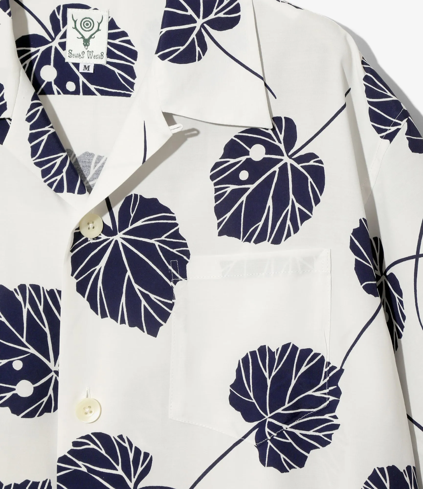 S/S Open Collar Shirt - White - Leaf sold by South2West8 product image thumbnail 2