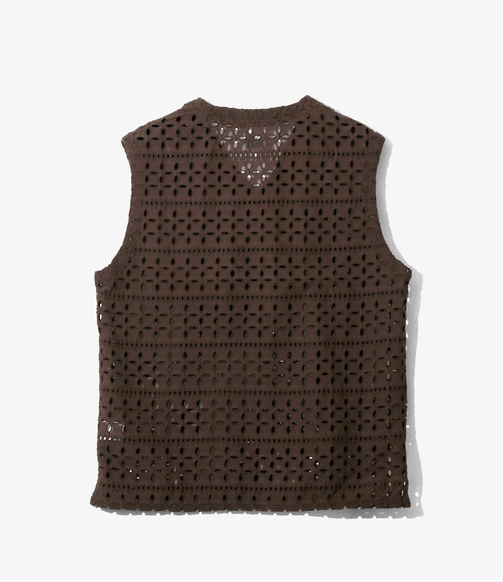 Women's Sleeveless V Neck Shirt - Dk.Brown - Cutwork Embroidery sold by South2West8 product image thumbnail 3