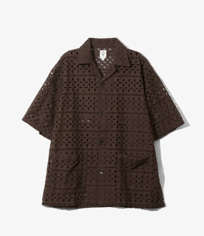 Women's Cabana Shirt - Dk.Brown - Cutwork Embroidery sold by South2West8