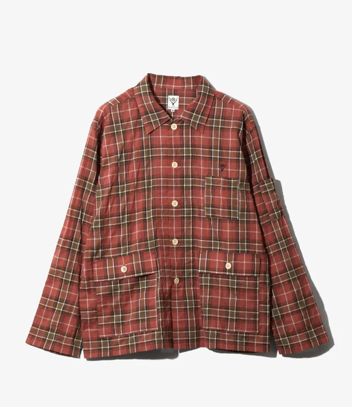 Ranger Shirt - Red - Cotton Lawn Shirring / Plaid made by South2West8