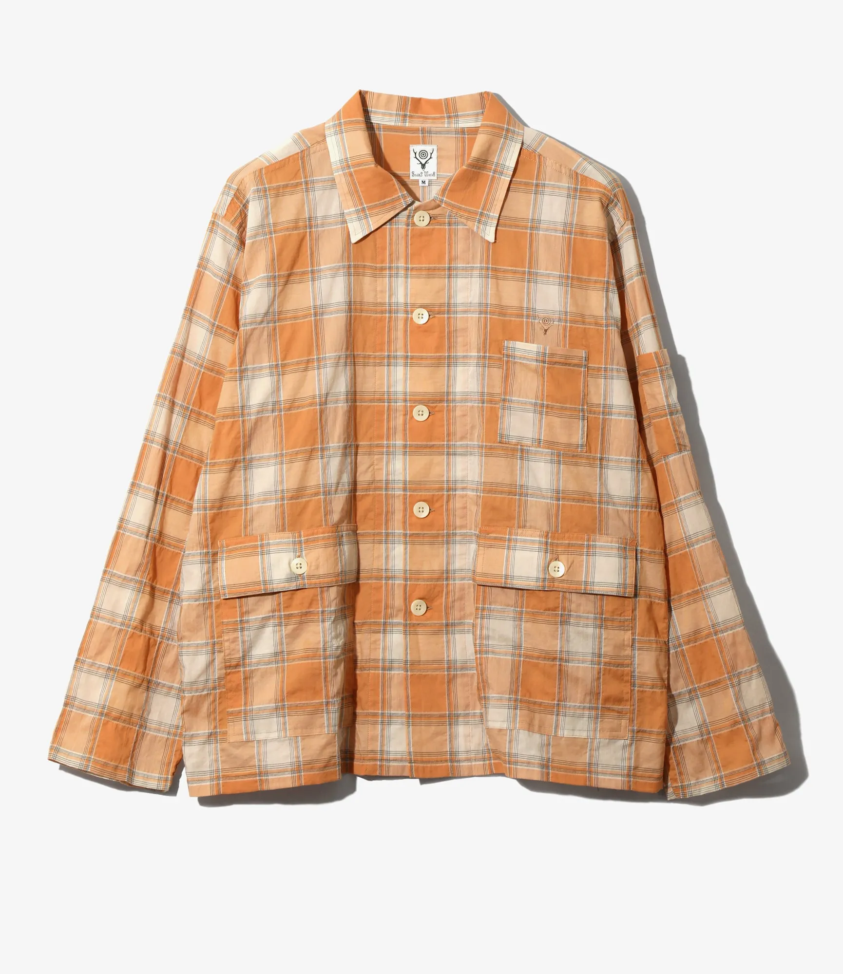 Ranger Shirt - Orange - Cotton Lawn Shirring / Plaid sold by South2West8