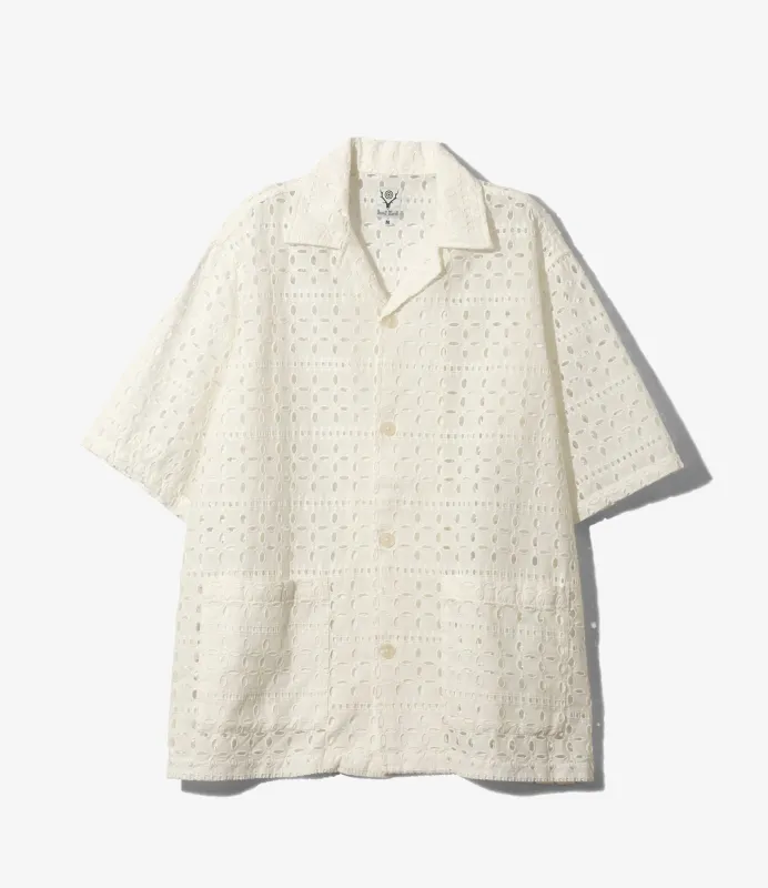 Cabana Shirt - White - Cutwork Embroidery sold by South2West8