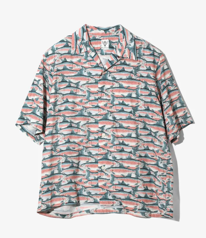 S/S Open Collar Shirt - Blue - Trout sold by South2West8