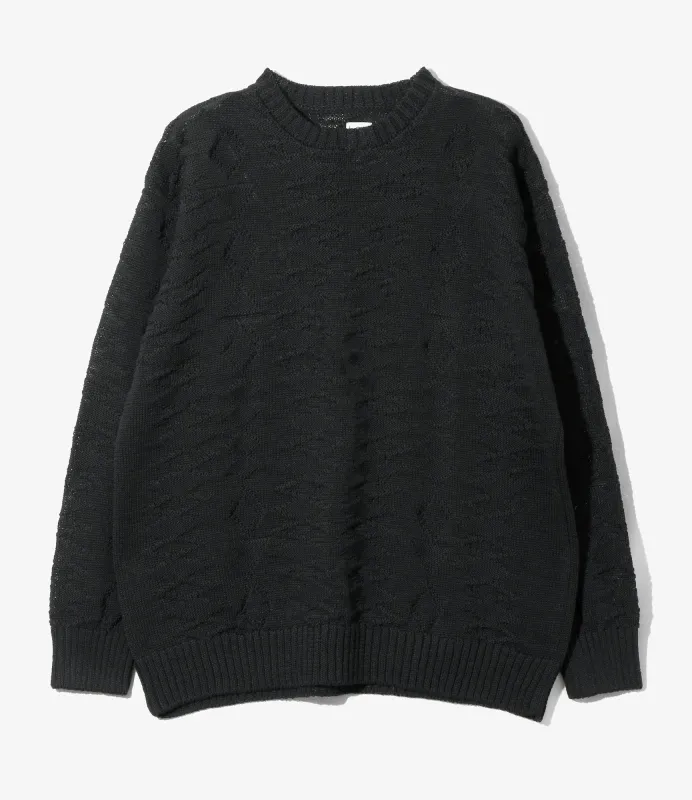 Crew Neck Sweater - Black - Native Pattern made by South2West8