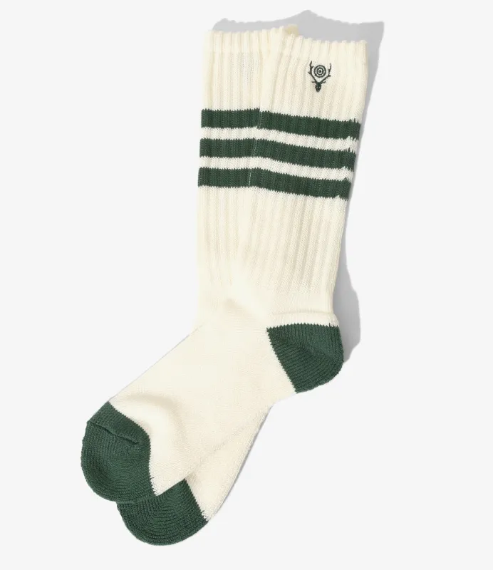 Socks - White/Green - 4 Lines made by South2West8