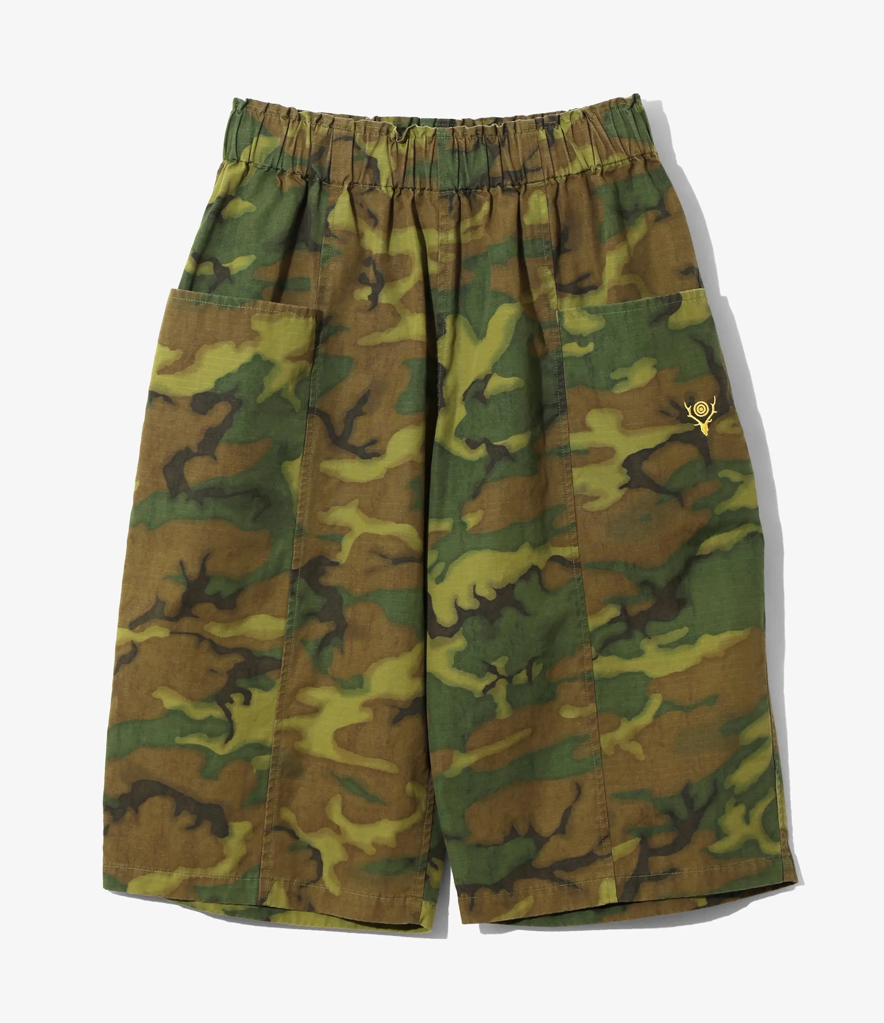 Women's Army String Cropped Pant - Green - Cotton Ripstop / Camo sold by South2West8