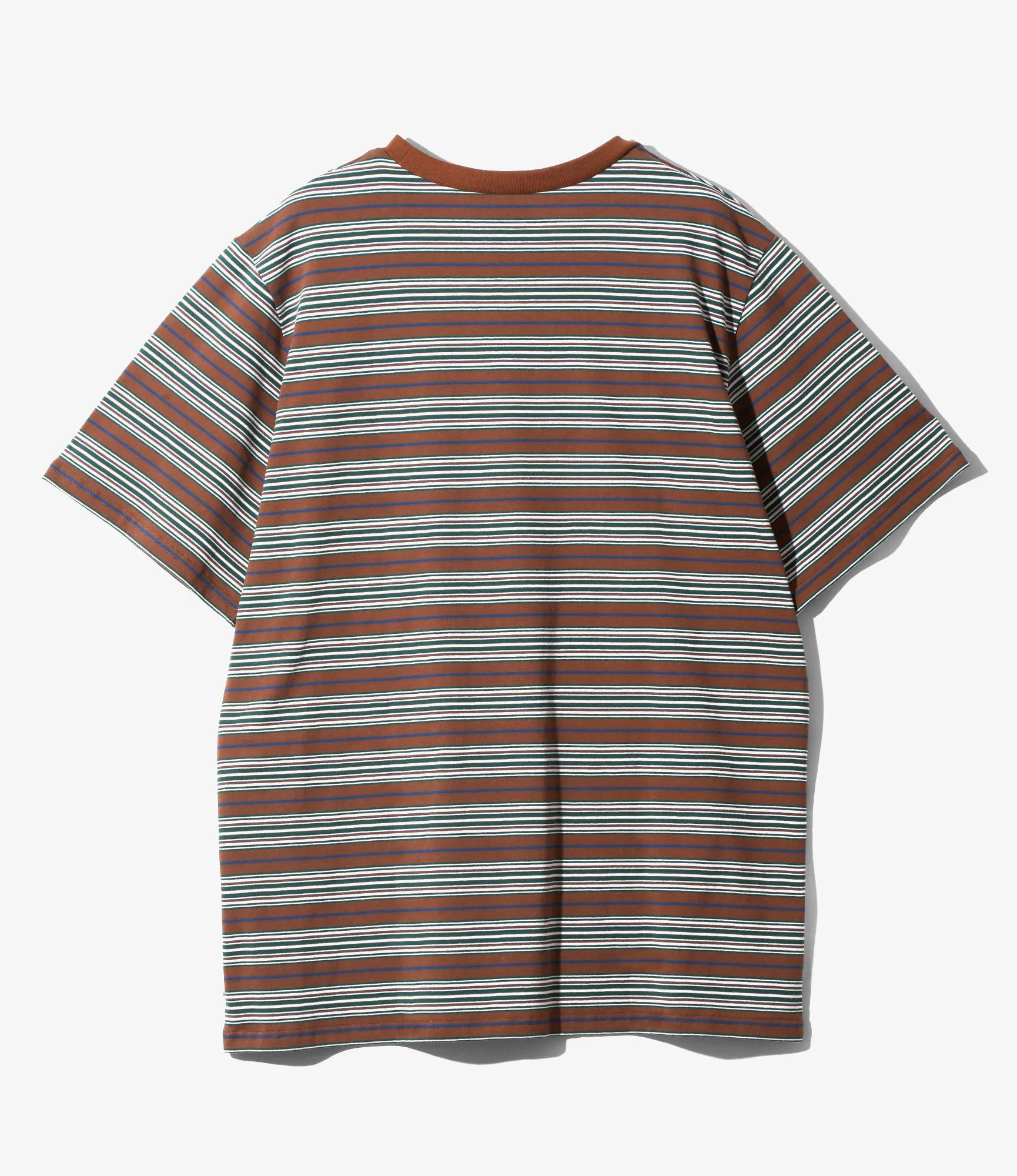 Women's S/S Round Pocket Tee - Brown - Cotton Multi Wide Stripe Jersey sold by South2West8 product image thumbnail 3