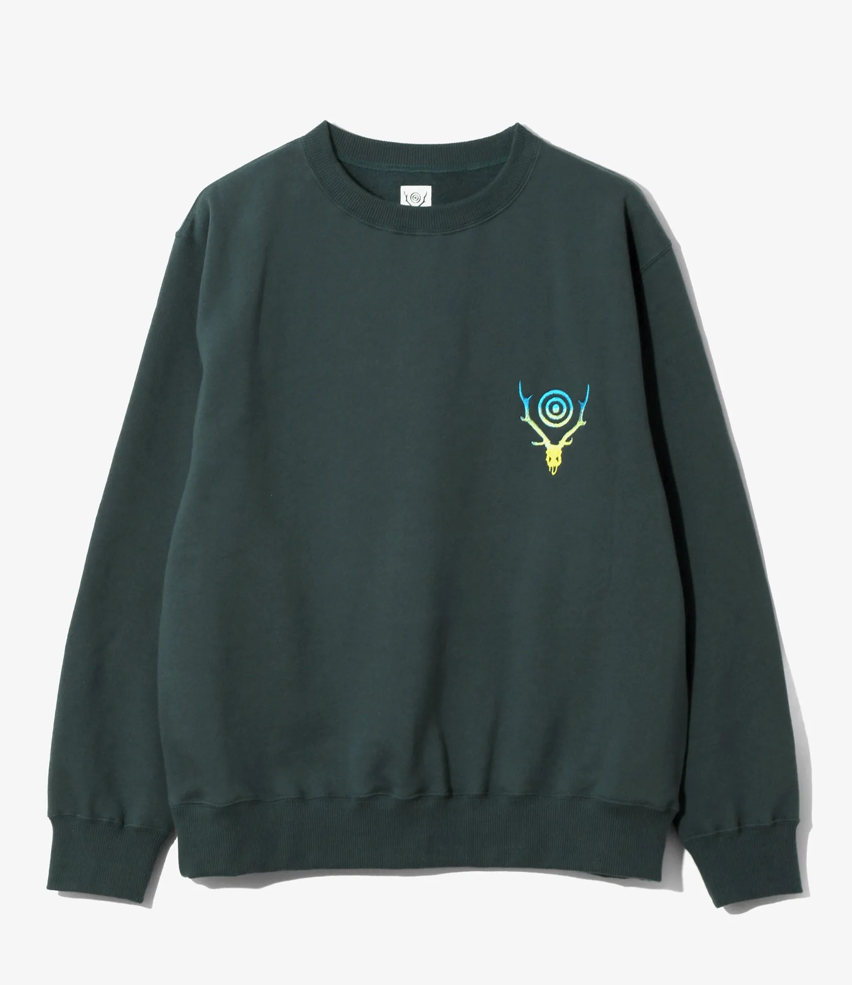 Women's Crew Neck Sweat Shirt - Green - Cotton French Terry sold by South2West8