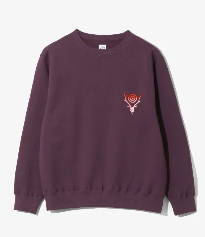 Crew Neck Sweat Shirt - Purple - Cotton French Terry made by South2West8