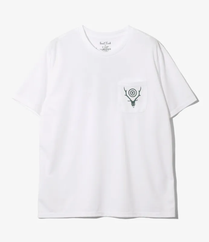 S/S Round Pocket Tee - White - Circle Horn made by South2West8
