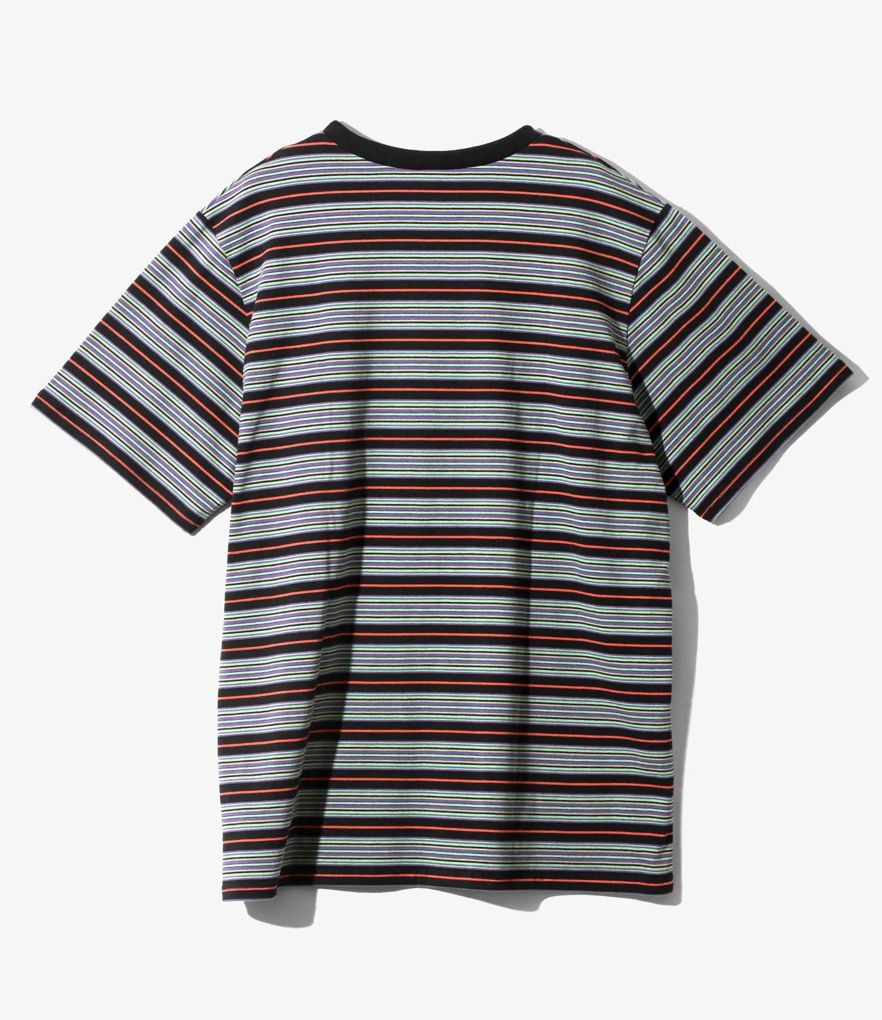 Women's S/S Round Pocket Tee - Black - Cotton Multi Wide Stripe Jersey sold by South2West8 product image thumbnail 3