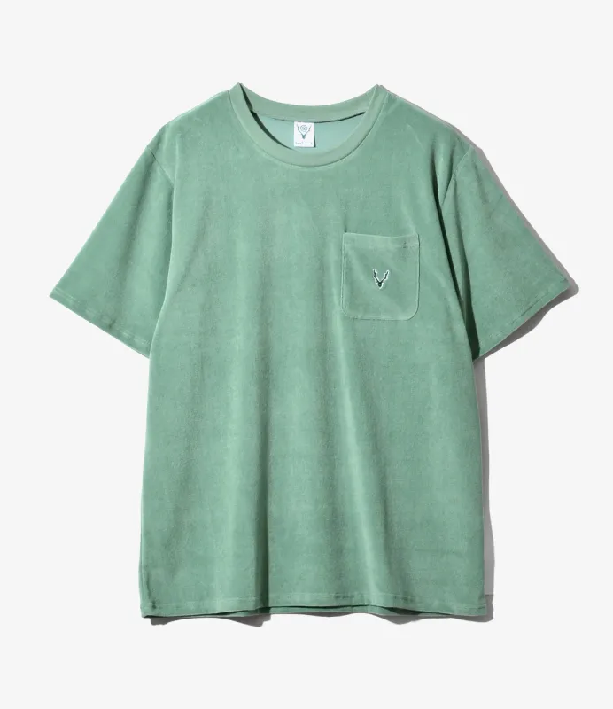 S/S Round Pocket Tee - Green - C/Pe Pile made by South2West8
