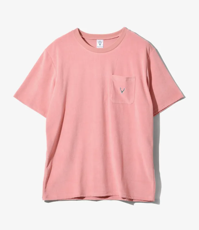 S/S Round Pocket Tee - Pink - C/Pe Pile made by South2West8
