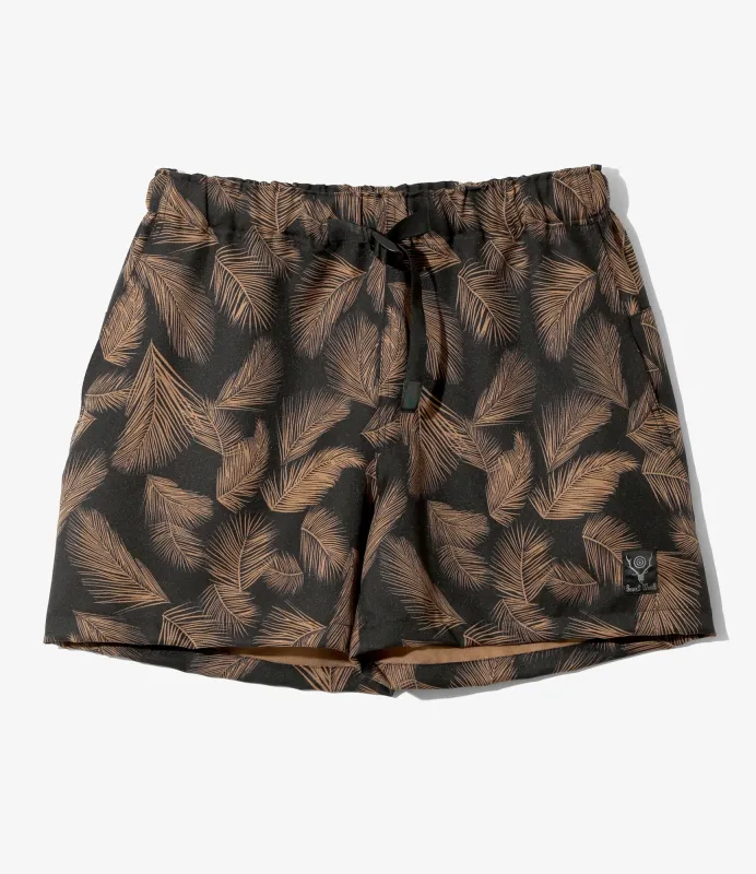 Belted Short - Black - Poly Twill / Printed made by South2West8
