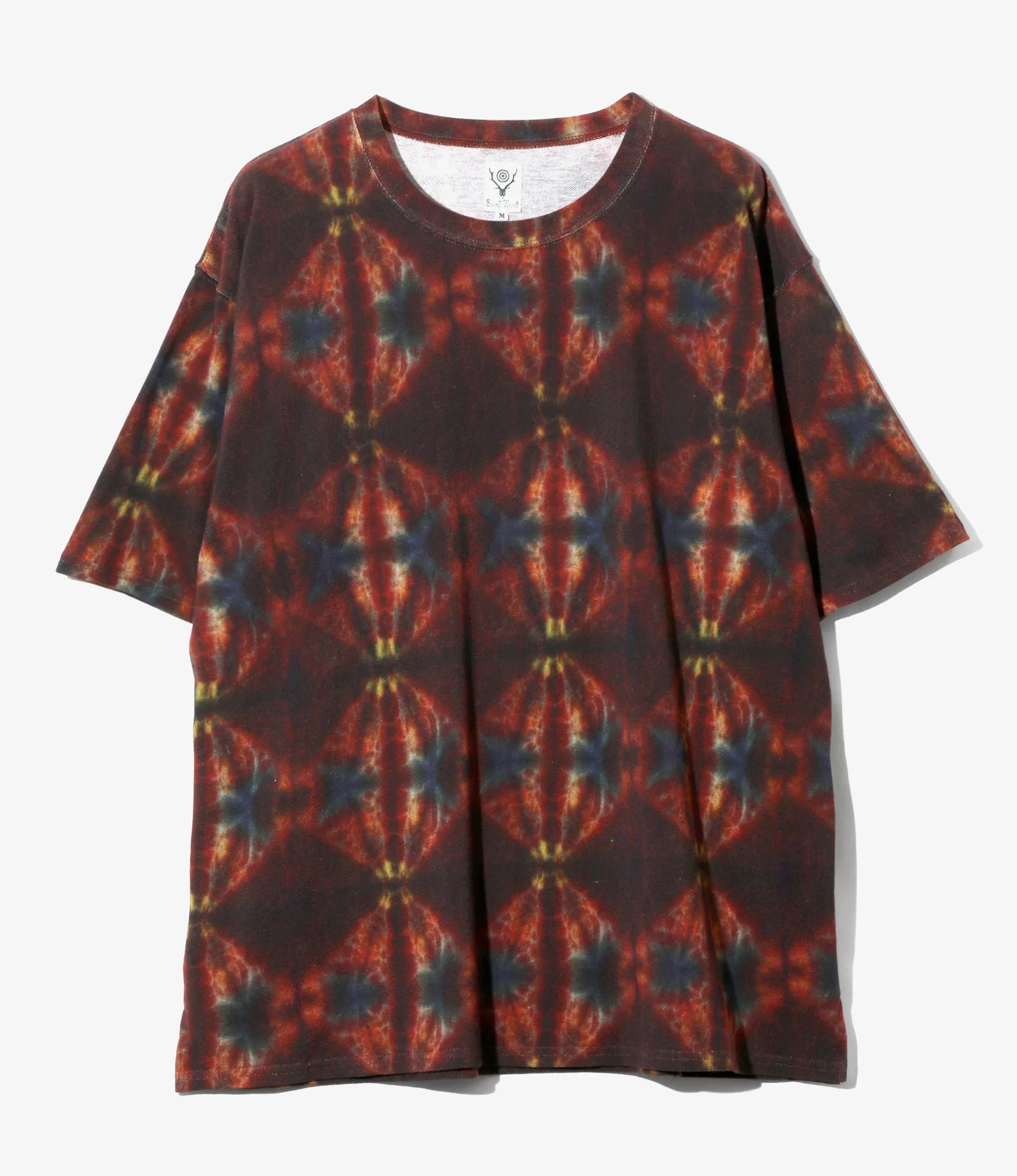 S/S Crew Neck Shirt - Red - Cotton Pique / Tie-Dye Printed sold by South2West8