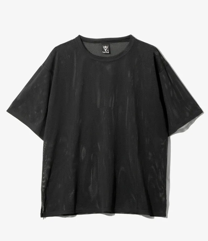 S/S Crew Neck Shirt - Black - Knit Mesh made by South2West8
