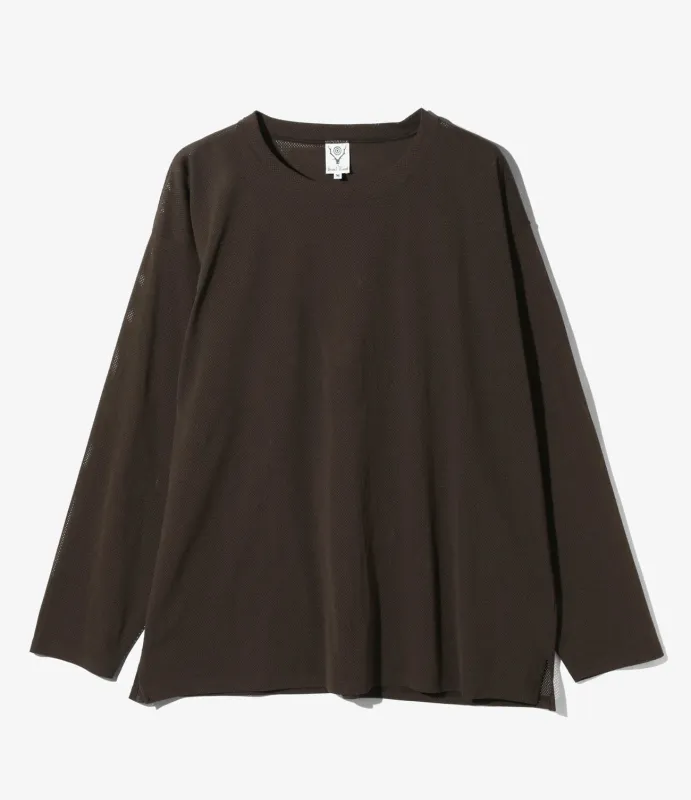 L/S Crew Neck Shirt - Dk. Brown - Knit Mesh made by South2West8