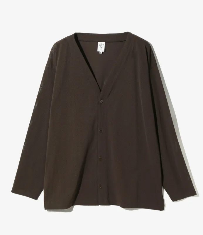V-Neck Cardigan - Dk. Brown - Knit Mesh made by South2West8