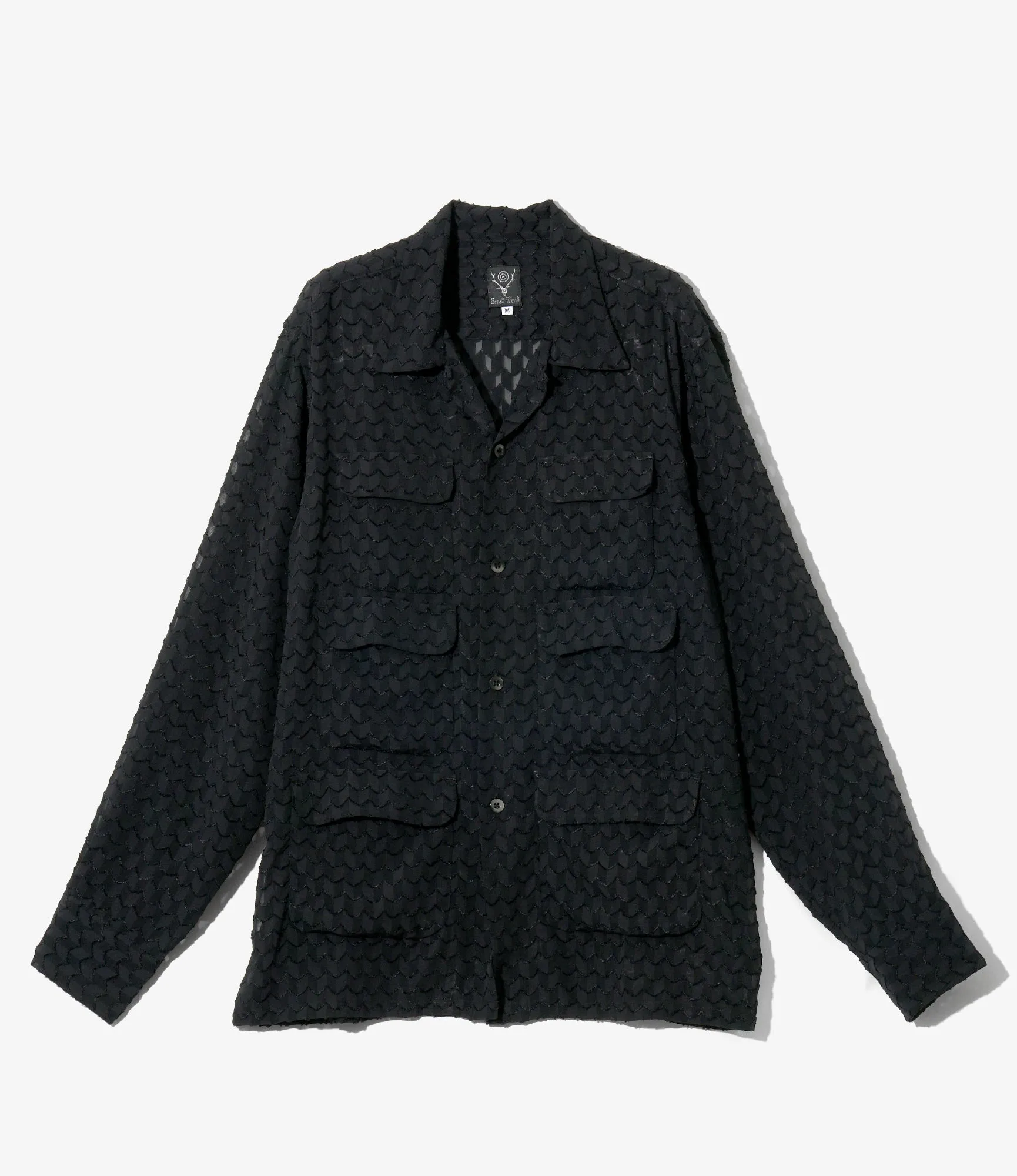 6 Pocket Shirt - Black - Poly Chiffon Cut Jq. sold by South2West8
