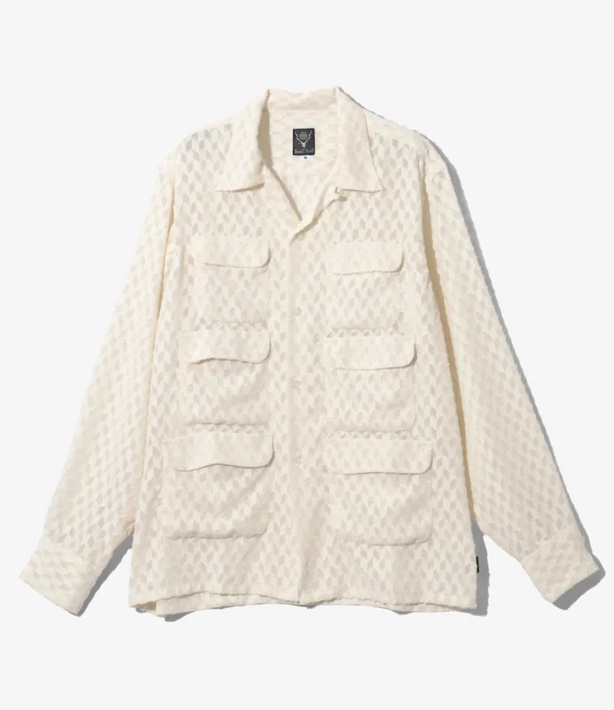6 Pocket Shirt - Ivory - Poly Chiffon Cut Jq. made by South2West8
