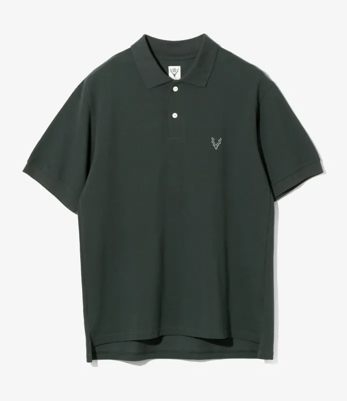 S/S Polo Shirt - Green - Cotton Pique made by South2West8