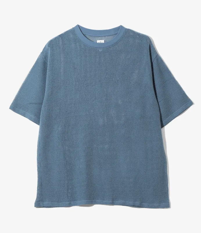 S/S Crew Neck Tee - Blue - Cotton Mesh made by South2West8