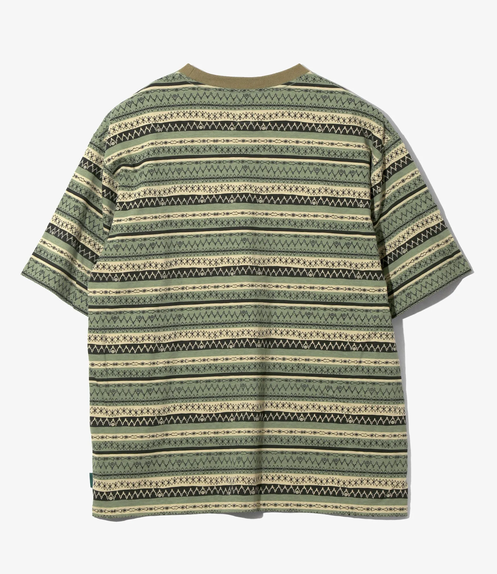 S/S Crew Neck Tee - Olive - Stripe Jersey / Stripe Printed sold by South2West8 product image thumbnail 3
