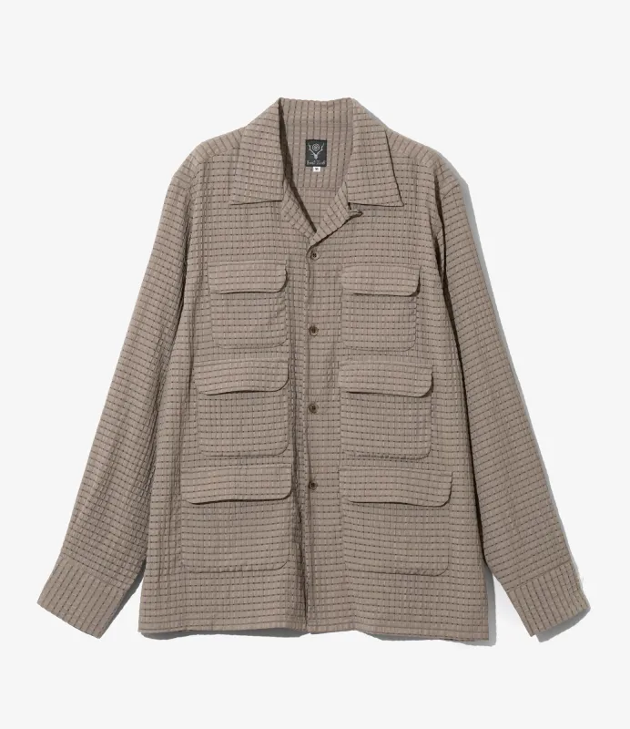Women's 6 Pocket Shirt - Brown - RA/PE/N Dobby made by South2West8