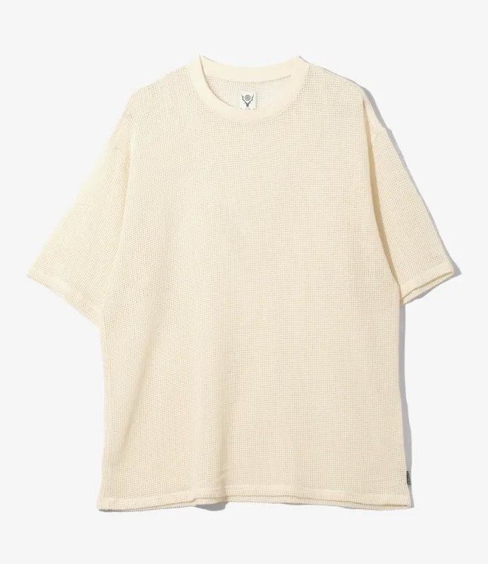 S/S Crew Neck Tee - White - Cotton Mesh made by South2West8